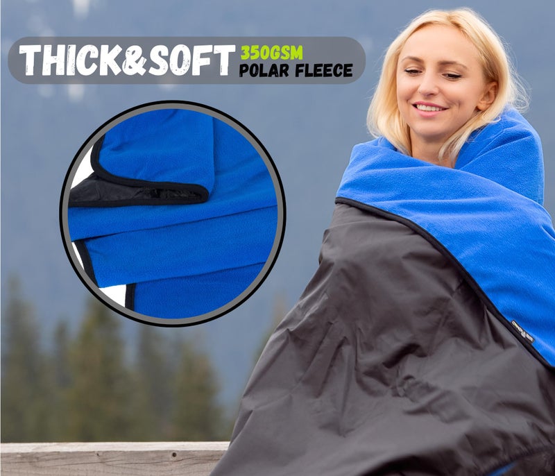 SUITEDNOMAD Large Waterproof Outdoor Stadium Blanket, Windproof and Warm Extra Thick Fleece or Quilted Sherpa, Great for Cold Weather Camping, Picnic, Sports, Festivals - Image 4